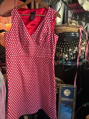 Spense Red Polka Dot Lined Dress